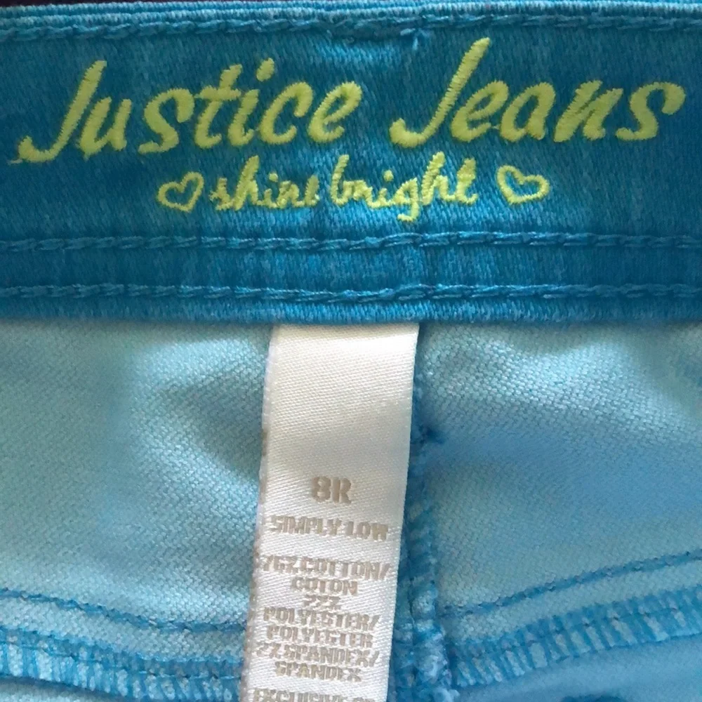 Justice Jeans Shine Bright Turquoise Jeans in Size 8 Regular